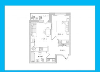 Продажа 1-ком. квартиры, 40.2 м2, деревня Новосаратовка, улица Первых, 4к7