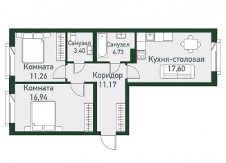 Продажа 2-ком. квартиры, 80.8 м2, посёлок Западный, Спортивная улица, 12