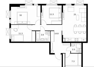 Продается 3-ком. квартира, 92.1 м2, Москва, Ярославский район, Ярославское шоссе, 1с2