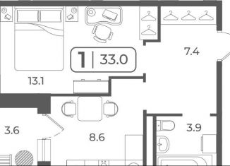 Продам однокомнатную квартиру, 32.8 м2, Тюмень