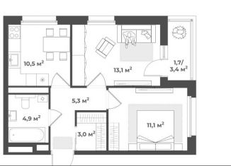 Продажа 2-комнатной квартиры, 51.3 м2, Тверь