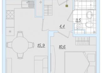 Продаю 1-ком. квартиру, 39 м2, деревня Борисовичи, Балтийская улица, 17А