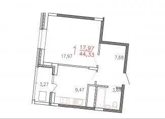 Продается 1-ком. квартира, 44.3 м2, Тверь, Планерная улица, 8, ЖК Крылья