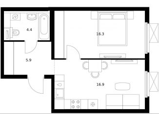 Продается 1-комнатная квартира, 43.5 м2, Московская область