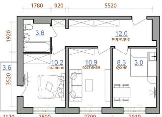 Продаю двухкомнатную квартиру, 51.4 м2, Иркутск, Ленинский округ, территория 1-й Ленинский квартал, 2