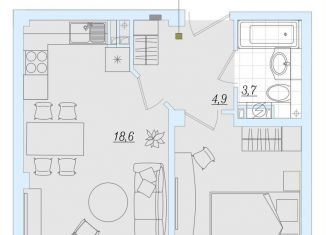 1-ком. квартира на продажу, 40 м2, деревня Борисовичи, Балтийская улица, 17А