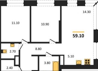 Продаю двухкомнатную квартиру, 59.1 м2, Новосибирск, метро Золотая Нива, Красносельская улица