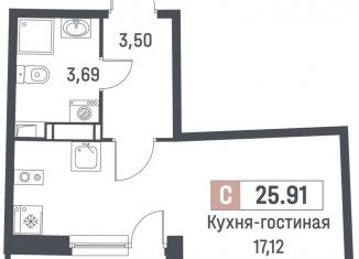 Квартира на продажу студия, 24.3 м2, Мурино