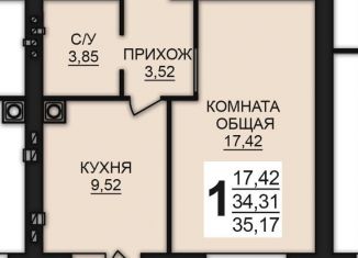 Продажа однокомнатной квартиры, 35.2 м2, Богданихское сельское поселение