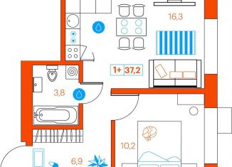 Продаю однокомнатную квартиру, 37.2 м2, Тюмень, улица Ветеранов Труда, 36/1