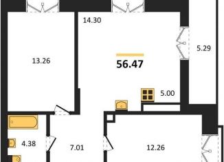 2-комнатная квартира на продажу, 56.5 м2, Новосибирск