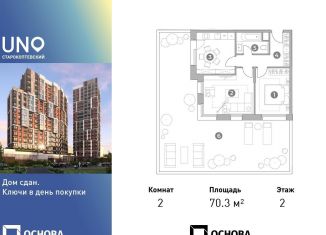 Продается 2-комнатная квартира, 70.3 м2, Москва, Старокоптевский переулок, 4, станция Коптево