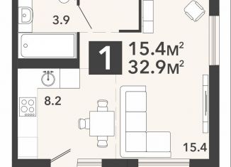 Однокомнатная квартира на продажу, 32.9 м2, Пензенская область, жилой комплекс Новелла, с5