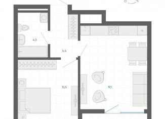 Продам однокомнатную квартиру, 43 м2, Екатеринбург, улица Академика Парина, 12/6