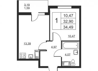 Продается 1-комнатная квартира, 34.5 м2, Ленинградская область, Школьная улица