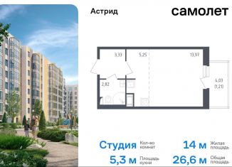 Квартира на продажу студия, 26.3 м2, Колпино, жилой комплекс Астрид, 10, ЖК Астрид