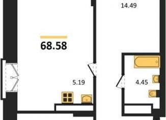 Продам 2-комнатную квартиру, 68.6 м2, Новосибирск, метро Золотая Нива