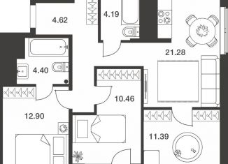 3-комнатная квартира на продажу, 72.3 м2, 