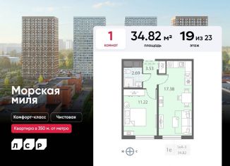 Продаю 1-ком. квартиру, 34.8 м2, Санкт-Петербург, метро Автово