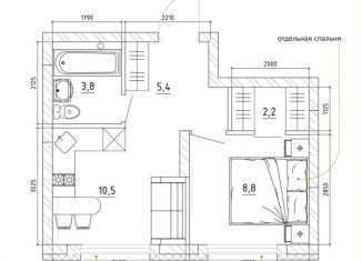 Квартира на продажу со свободной планировкой, 31.5 м2, Кемеровская область