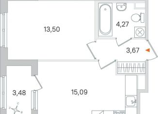 Продается однокомнатная квартира, 38.3 м2, Пушкин