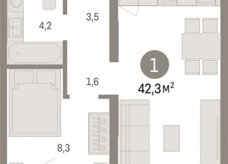 Продаю 1-ком. квартиру, 42.3 м2, Тюменская область