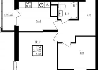 Продается 2-ком. квартира, 53.5 м2, Казань, Советский район, жилой комплекс Мечта, 5