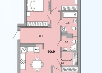 Продается трехкомнатная квартира, 90 м2, Екатеринбург, метро Уралмаш, Черниговский переулок, 12