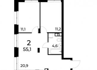 Продажа 2-ком. квартиры, 55.1 м2, Нижегородская область