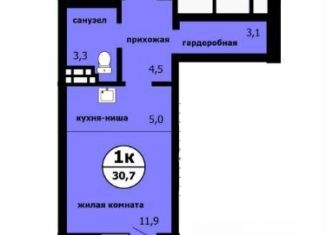 Продается квартира студия, 30.7 м2, Красноярский край, Вишнёвая улица