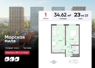 1-комнатная квартира на продажу, 34.6 м2, Санкт-Петербург, метро Проспект Ветеранов