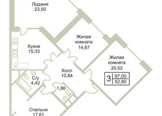 Продажа трехкомнатной квартиры, 107 м2, Раменское, Крымская улица, 9