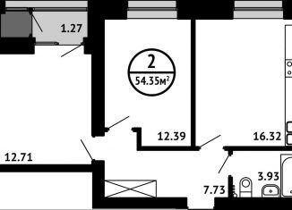 Продажа 2-комнатной квартиры, 54.4 м2, Уфа, ЖК Цветы Башкирии