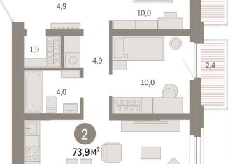 Продается 2-ком. квартира, 73.9 м2, Тюмень, Центральный округ