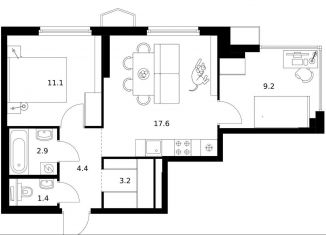 Продам 2-комнатную квартиру, 49.8 м2, Москва