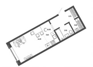 Продаю квартиру студию, 34.9 м2, Новосибирск