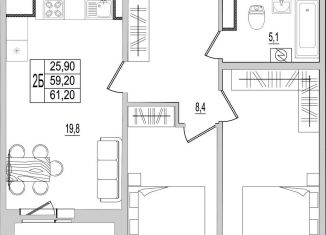 Продажа 2-комнатной квартиры, 61.2 м2, Псковская область