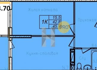 Продам однокомнатную квартиру, 43.7 м2, Ростовская область, проспект Маршала Жукова, 26к4