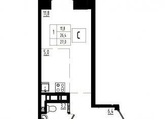 Продаю квартиру студию, 27 м2, Ярославль, Фрунзенский район