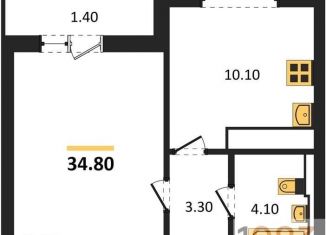 Продам 1-комнатную квартиру, 34.8 м2, Воронеж, Центральный район, улица Загоровского, 13к2