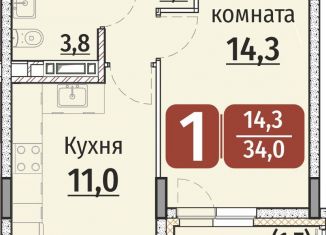 Продажа 1-комнатной квартиры, 35.7 м2, Чебоксары, Калининский район