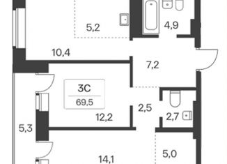 Продается 3-комнатная квартира, 69.5 м2, Новосибирск, метро Заельцовская