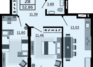 Продам 2-ком. квартиру, 52.5 м2, Ростовская область