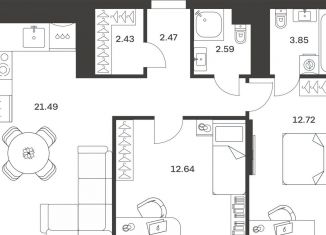 Продается двухкомнатная квартира, 58.2 м2, Тульская область, улица Хворостухина, 21