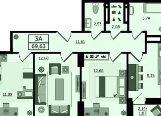 Продажа 3-ком. квартиры, 69.6 м2, Ростов-на-Дону