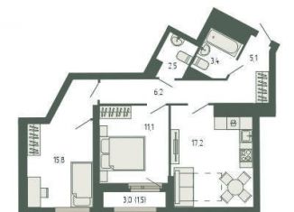 Продается двухкомнатная квартира, 63.2 м2, Екатеринбург, площадь Жуковского, 8, метро Ботаническая