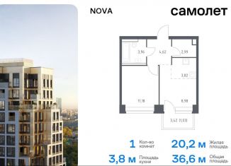 Продам однокомнатную квартиру, 36.6 м2, Москва, улица МЖД Киевское 5-й км, 5с22, ЗАО