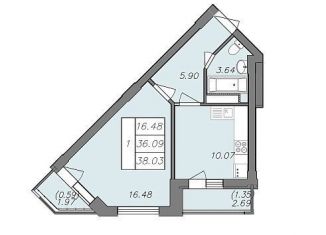 Продажа 1-ком. квартиры, 38 м2, Воронеж, Волгоградская улица, 45