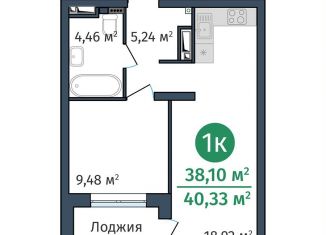 1-комнатная квартира на продажу, 38.1 м2, Тюмень, Краснооктябрьская улица, 8