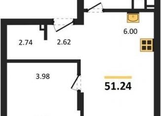 Продажа 1-комнатной квартиры, 51.2 м2, Новосибирск, метро Золотая Нива, Ленинградская улица, 342